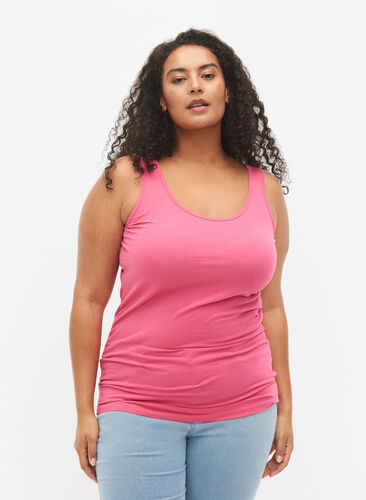 Yksivärinen perus paita puuvillasta, Hot Pink, Model image number 0