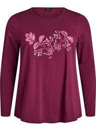 Puuvillainen yöpaita etupainatuksella, Tumma Bordeaux