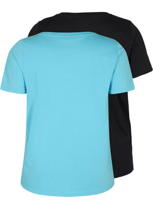 2 perus t-paitaa puuvillasta, Bonnie Blue/Black, Packshot image number 1