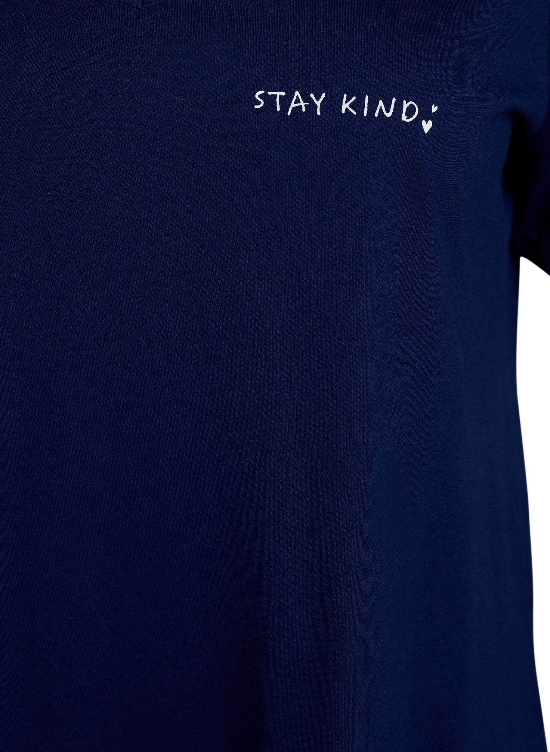 Zizzi Luomupuuvillainen y&ouml;paita V-p&auml;&auml;ntiell&auml;, Sininen, Packshot image number 2