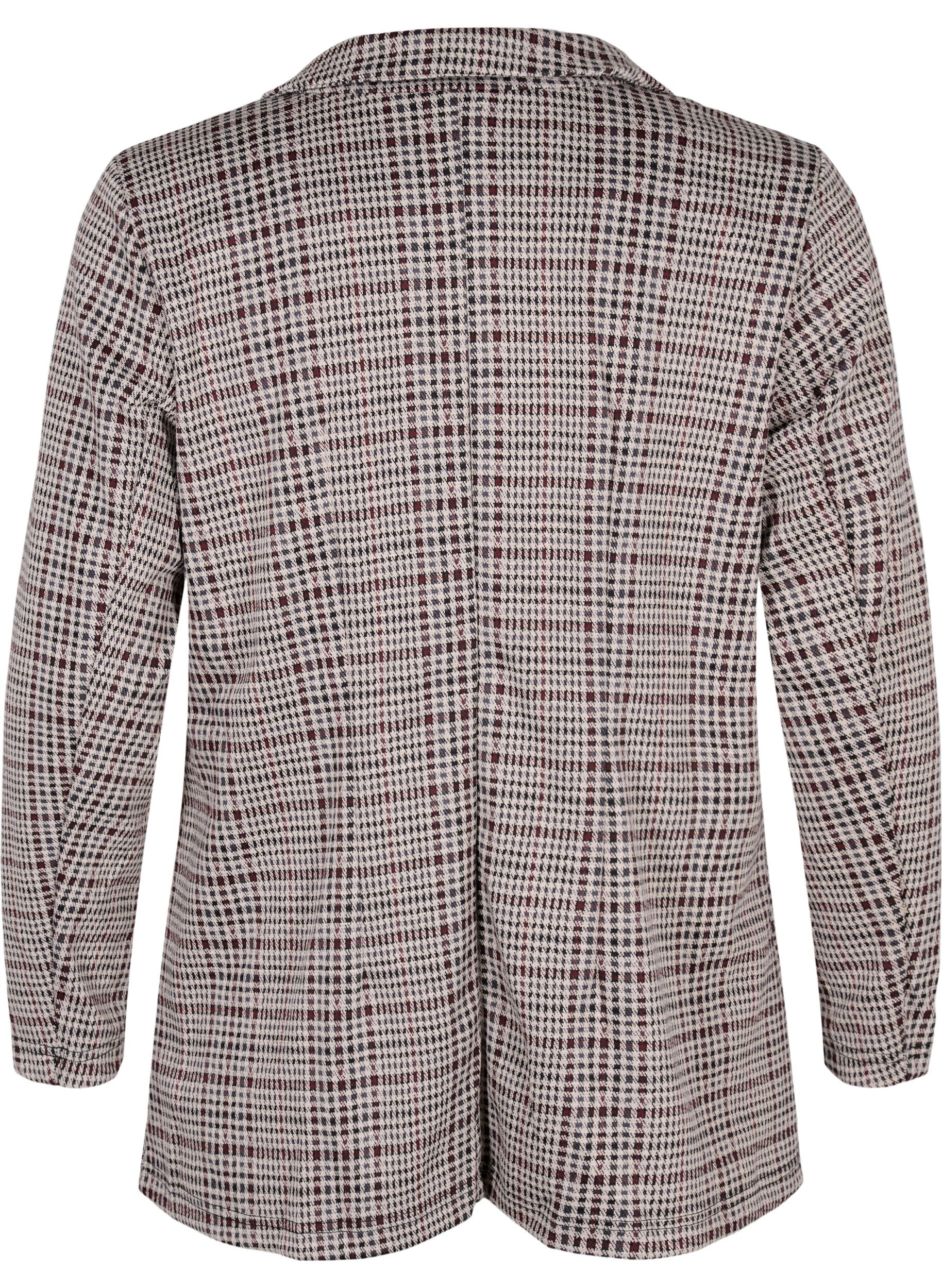 Zizzi Ruudullinen bleiseri napilla, Brown Check, Packshot image number 1