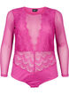 Verkkokankankainen body koristeellisella pitsillä, Fuchsia Red, Packshot image number 0