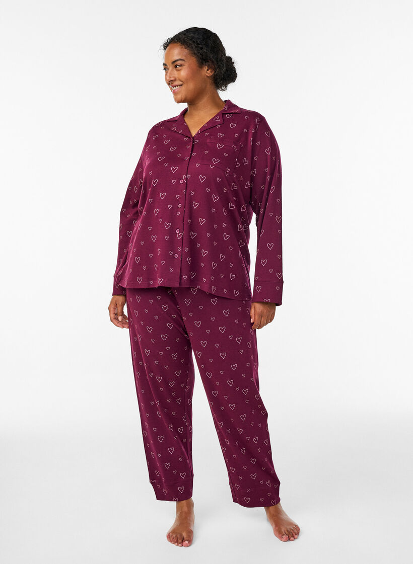Puuvillainen pyjamapaita rintataskulla, Punainen, Model