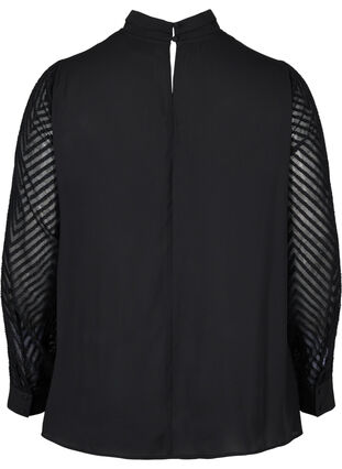 Korkeakauluksinen pusero pitkillä läpinäkyvillä ihoilla, Black, Packshot image number 1