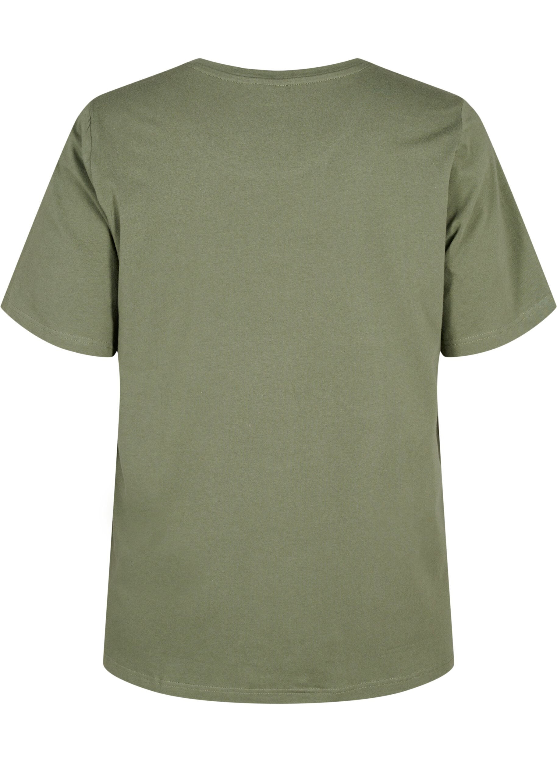 Zizzi Orgaanisesta puuvillasta valmistettu T-paita, jossa on brodeerattuja koristeita, Thyme, Packshot image number 1