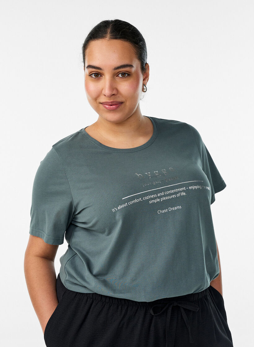 T-paita printill&auml;, Vihre&auml;, Model image number 0