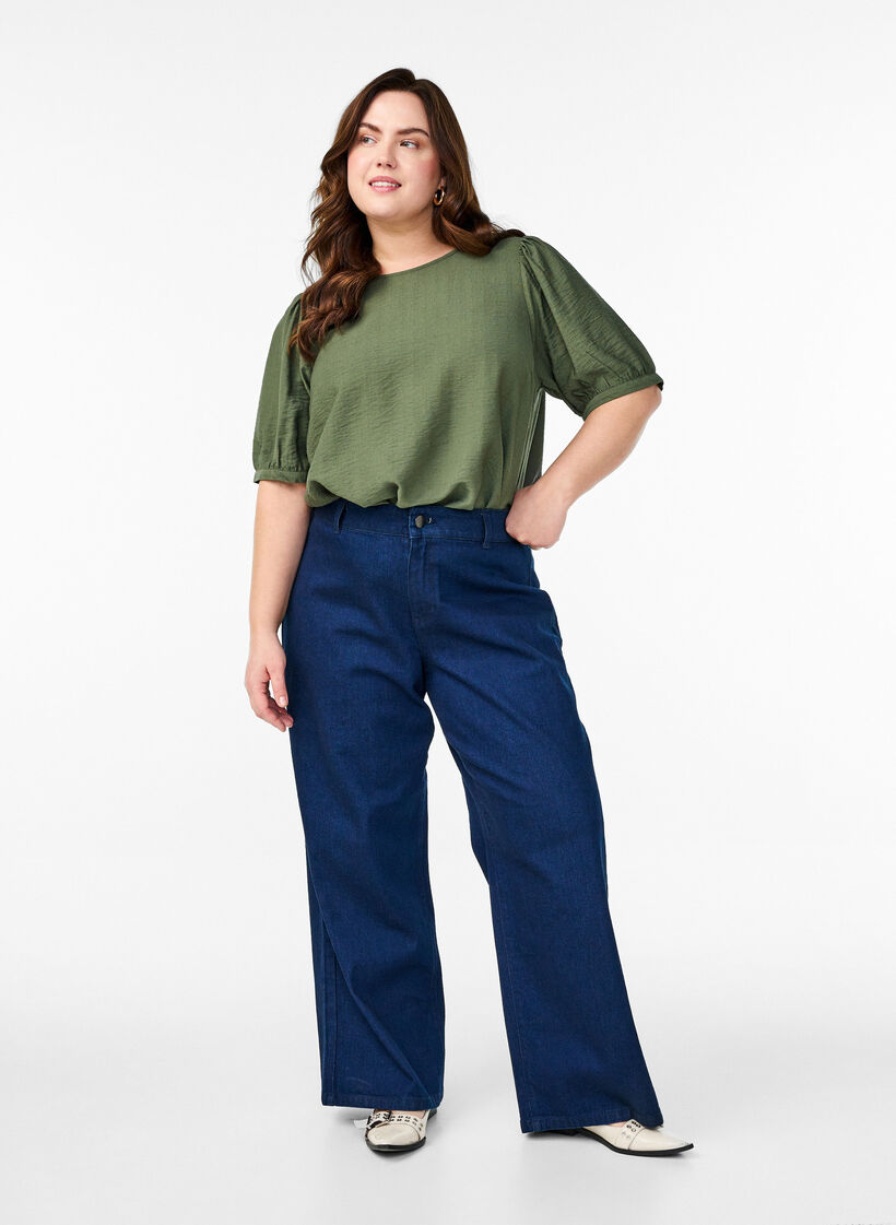 Viskoosipusero, jossa 1/2 hihat, Vihreä, Model image number 1