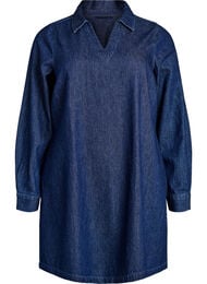 Lyhyt farkkumekko V-p&auml;&auml;ntiell&auml; ja kauluksella, Sininen