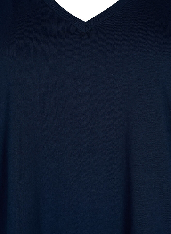 Puuvillainen t-paita lyhyillä pitsihihoilla, Sininen, Packshot image number 2