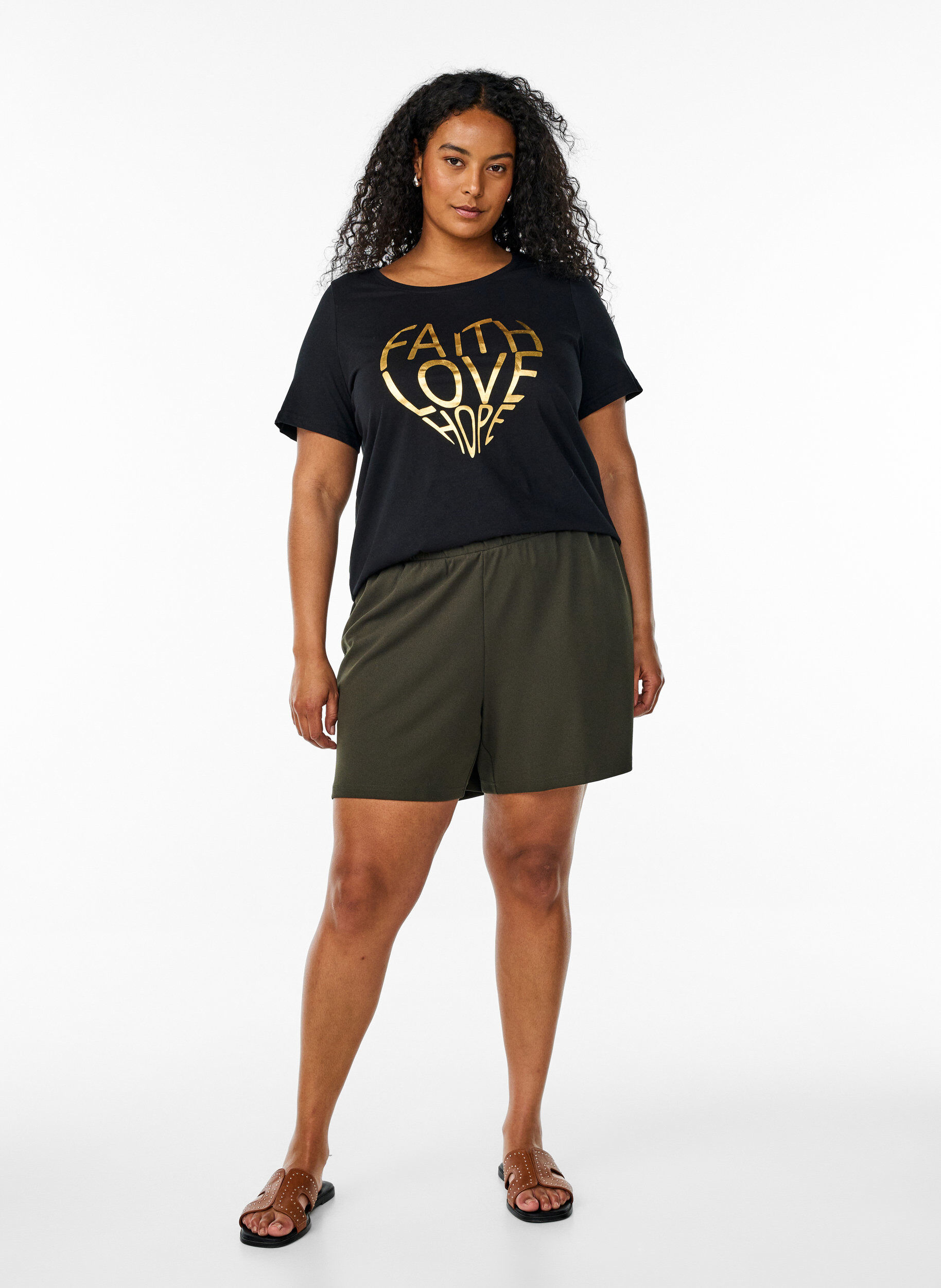 Zizzi FLASH - T-paita motiivilla, Musta, Model image number 1