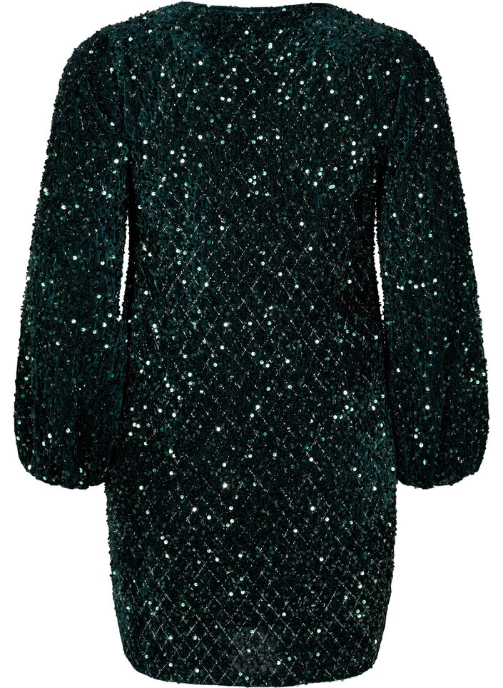 Paljettimekko V-pääntiellä ja ruutukuviolla, Rain Forest Sequins, Packshot image number 1
