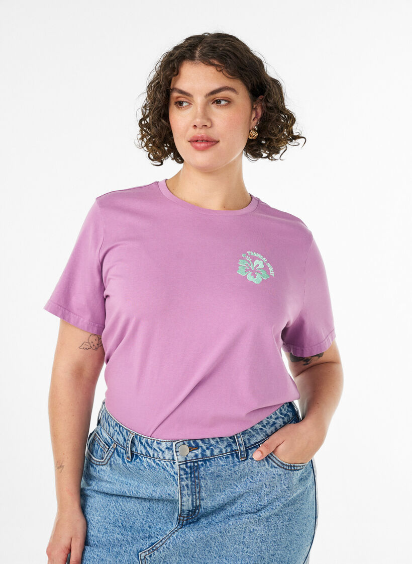Luomupuuvillainen t-paita selk&auml;printill&auml;, Vaaleanpunainen, Model image number 0