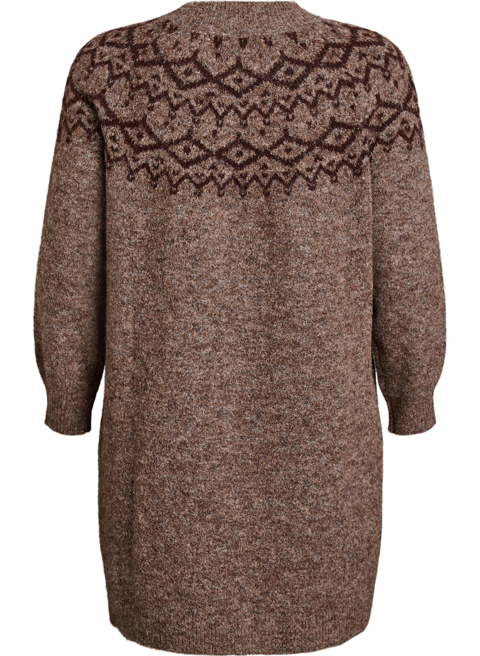 ZizziNeulemekko jacquard-kuviolla, Ruskea, Packshot image number 1