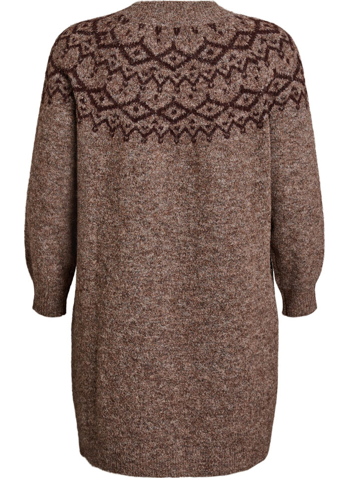 Neulemekko jacquard-kuviolla, Ruskea, Packshot image number 1