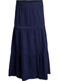 A-linjainen midihame puuvillamusliinista virkkausnauhalla, Sininen