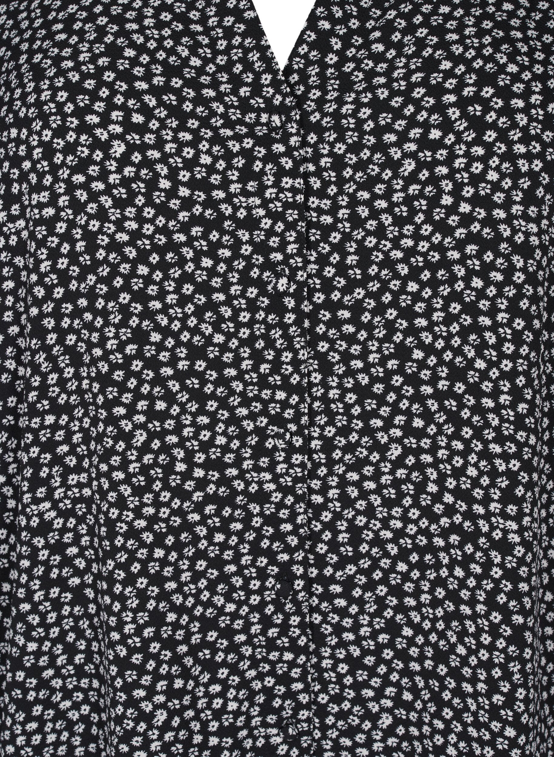 Zizzi Midi-mekko pitkill&auml; hihoilla, Black Small Flower, Packshot image number 2