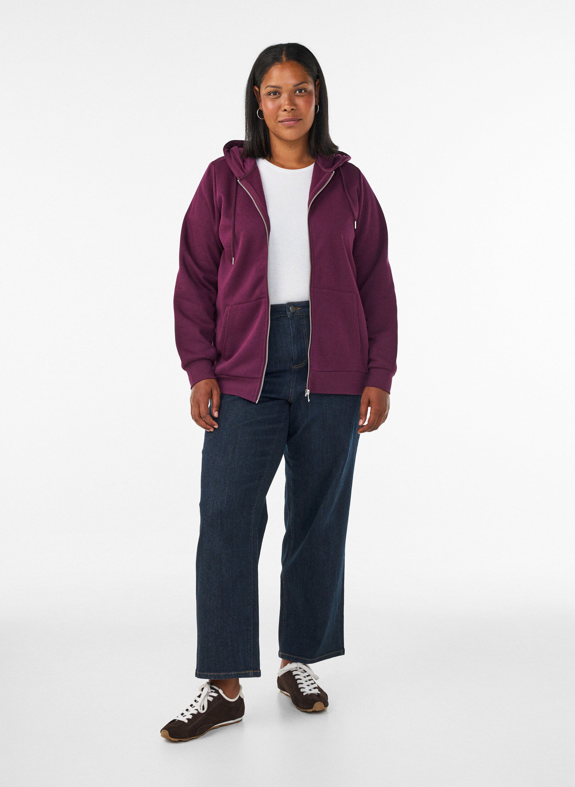 ZizziHupullinen collegepaita vetoketjulla ja taskuilla, Violetti, Model image number 1