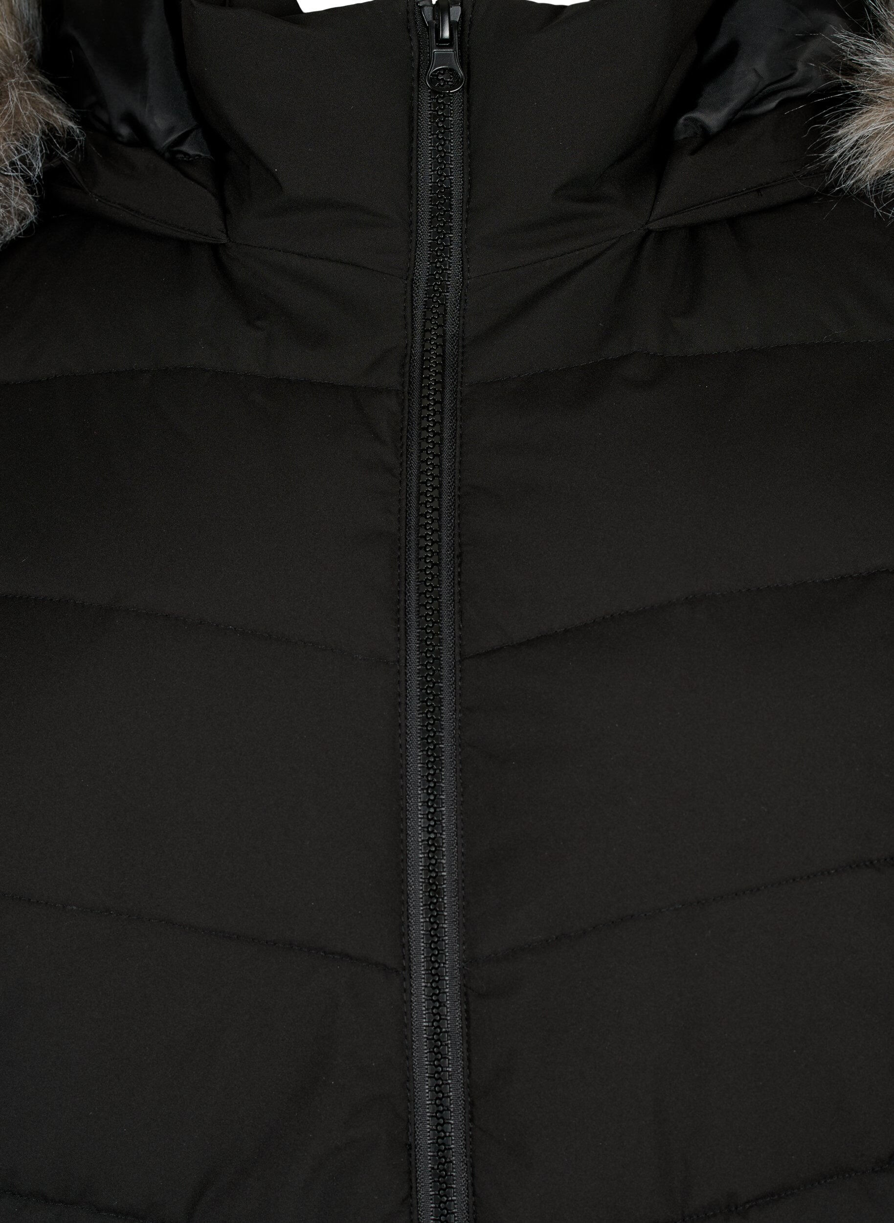 ZizziLyhyt toppatakki hupulla, Musta, Packshot image number 2