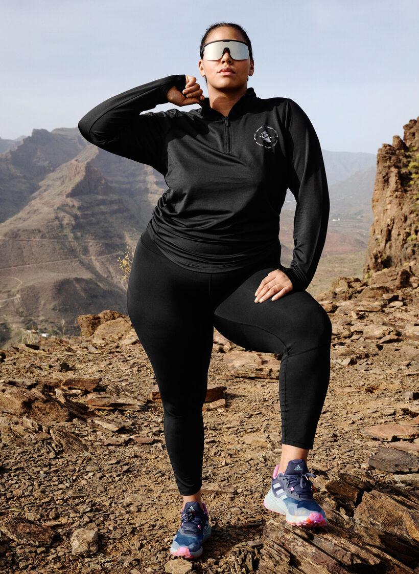 Korkeakauluksinen treenipusero vetoketjulla, Black, Image image number 0