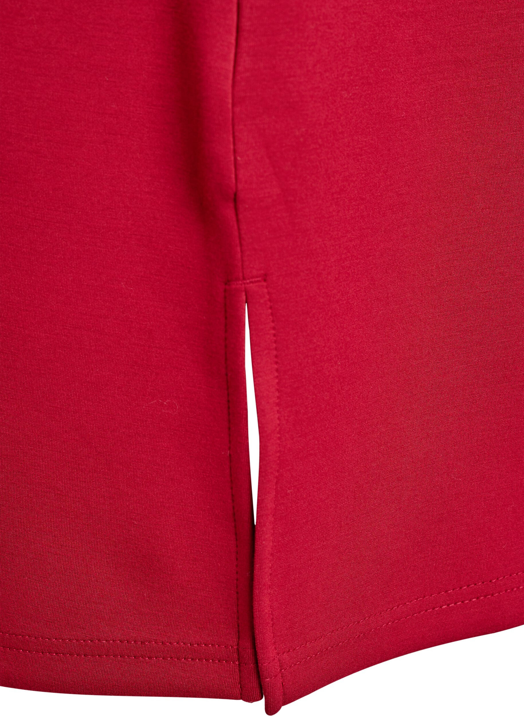 Zizzi T-paitamekko jerseyst&auml; sivuhalkioilla, Punainen, Packshot image number 3