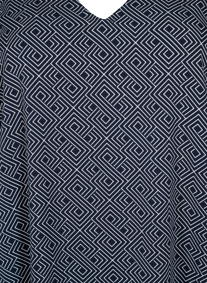V-kauluksellinen mekko kuviolla, Navy Graphic AOP, Packshot image number 2
