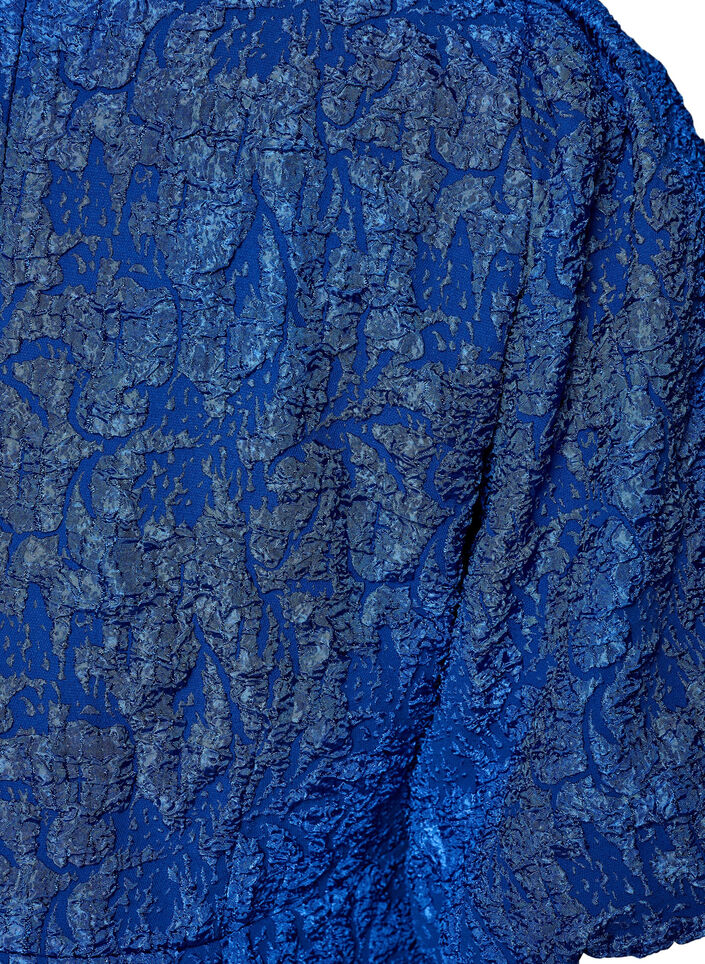 Jakardimekko puhvihihoilla ja A-linjaisella helmalla, Sininen, Packshot image number 3
