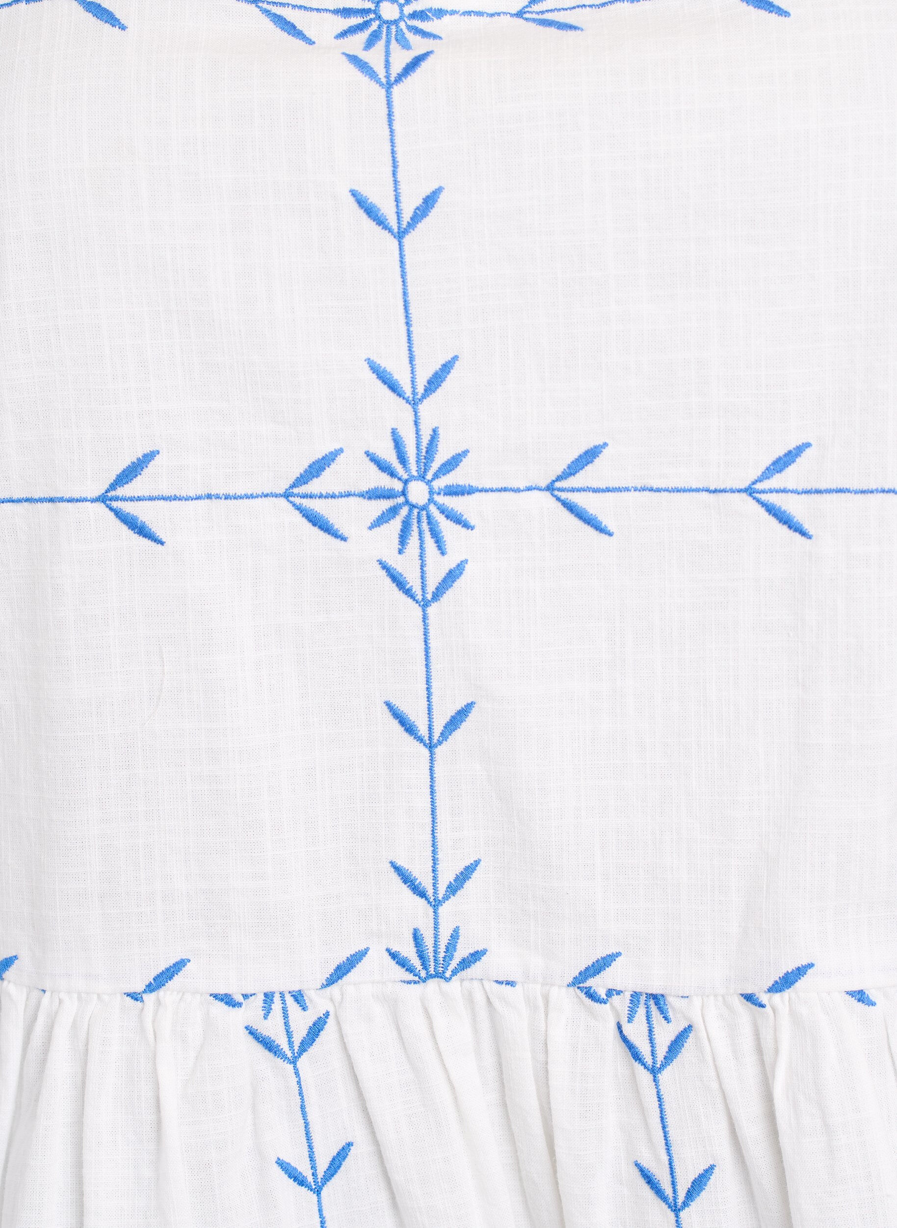 Zizzi Lyhythihainen pusero, jossa on V-p&auml;&auml;ntie ja kirjonta, Valkoinen, Packshot image number 2