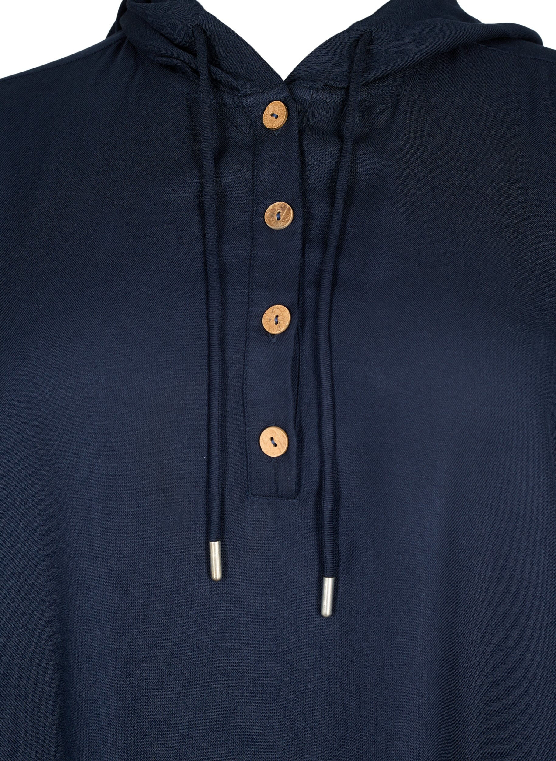 Zizzi Viskoositunika hupulla, Navy Blazer, Packshot image number 2