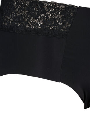 2-pakkaus alushousut pitsillä ja normaali vyötäröllä, Black, Packshot image number 3