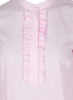 Puuvillapaita raitakuosilla ja röyhelöllä, Pink Stripe, Packshot image number 2
