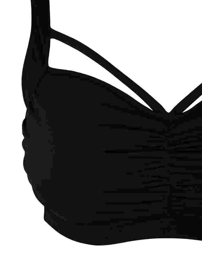 Bikiniyläosa rypytyksellä ja nauhayksityiskohdalla, Black, Packshot image number 2