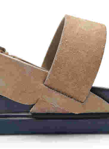 Wide fit -sandaalit mokkanahasta, Brown, Packshot image number 4