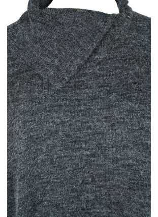 Lyhythihainen neuleponcho kauluksella , Dark Grey Melange, Packshot image number 2