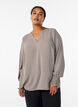 Pusero smock-kalvosimilla ja v-p&auml;&auml;ntiell&auml;, Beige, Model image number 0