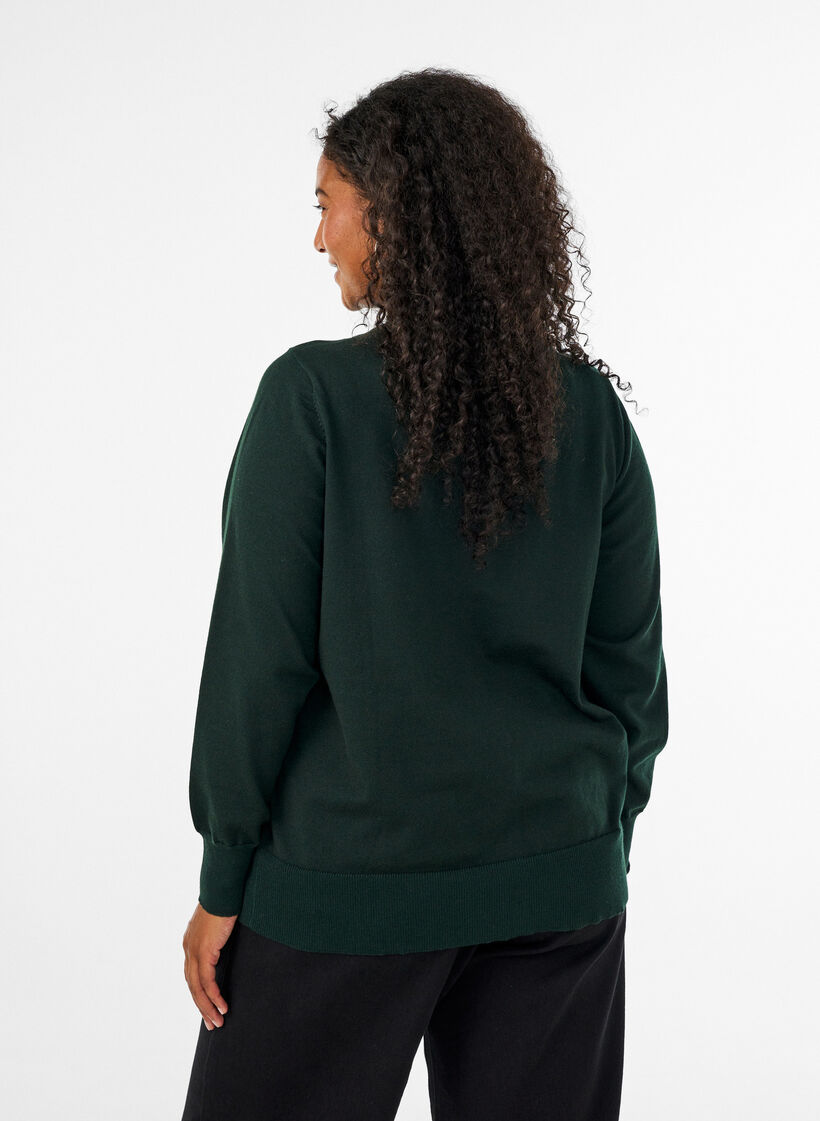 Ohut neulepusero py&ouml;re&auml;ll&auml; p&auml;&auml;ntiell&auml;, Vihre&auml;, Model image number 2