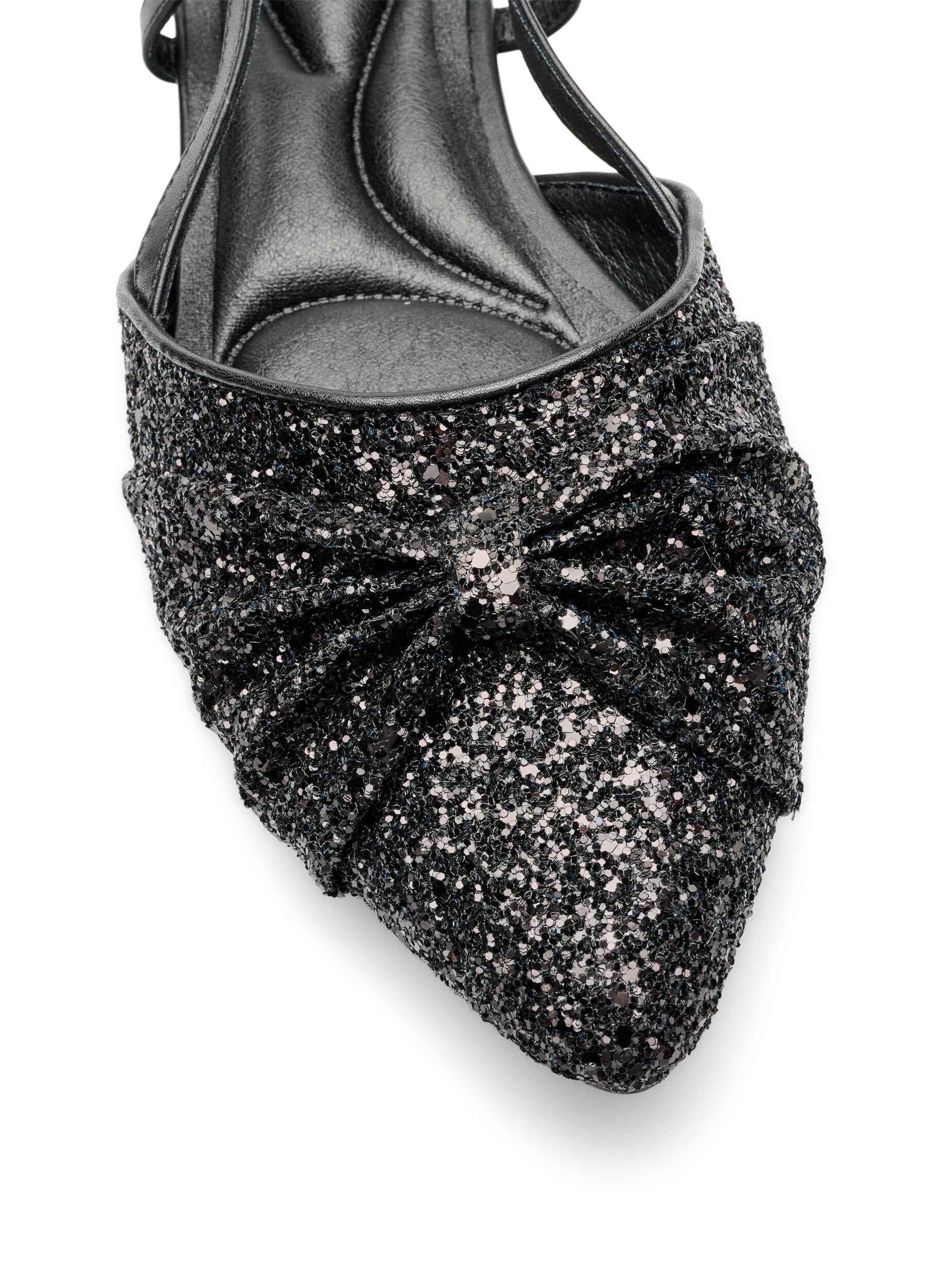 ZizziKimalteleva slingback-korkokenk&auml; rusettikoristeella, Musta, Packshot image number 3