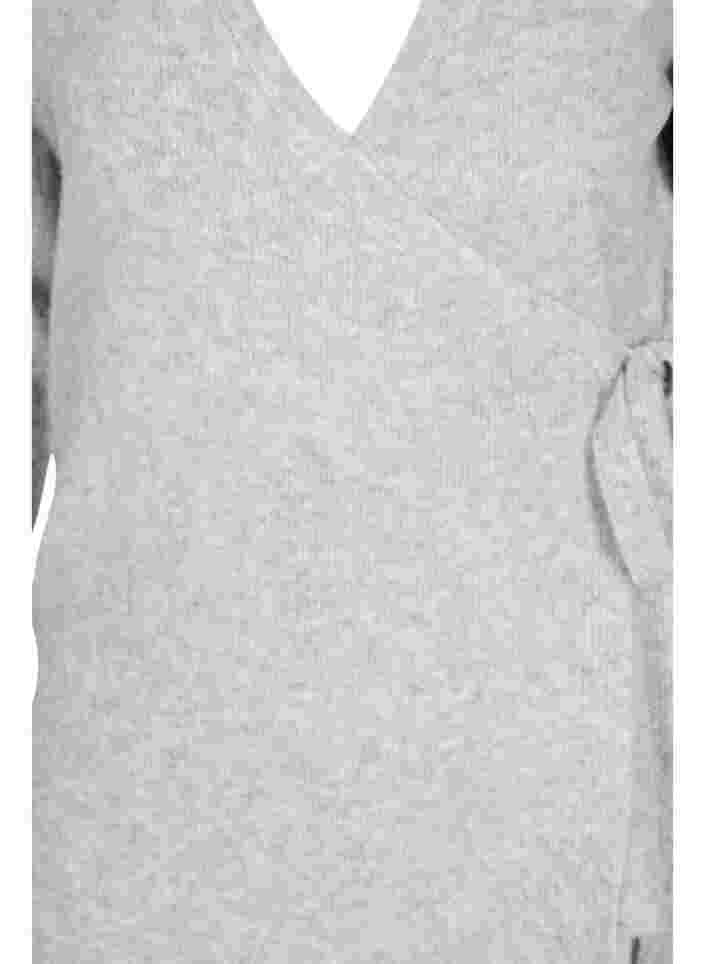 Meleerattu kietaisuneuletakki, Light Grey Melange, Packshot image number 2