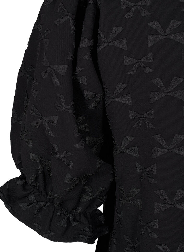 lyhyt jakardimekko ruseteilla, Black W. Bow, Packshot image number 3