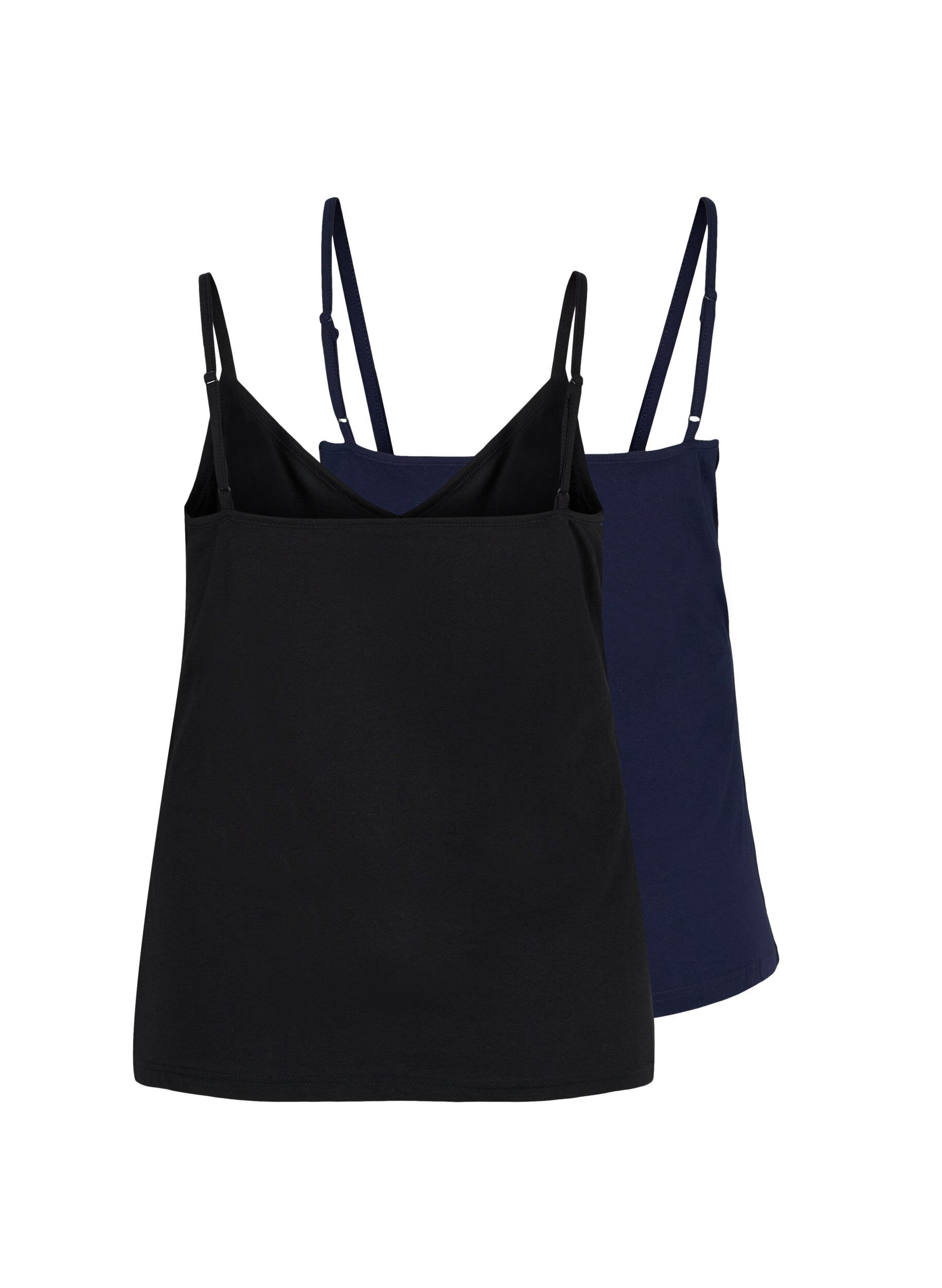 Zizzi 2 kpl puuvillaisia perustoppeja, Black/Navy B, Packshot image number 1