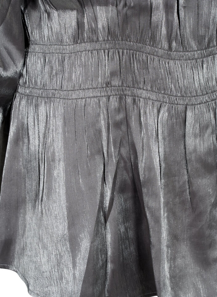 Hopeanvärinen pusero, jossa on 3/4-hihat ja rypytys, Dark Silver, Packshot image number 3