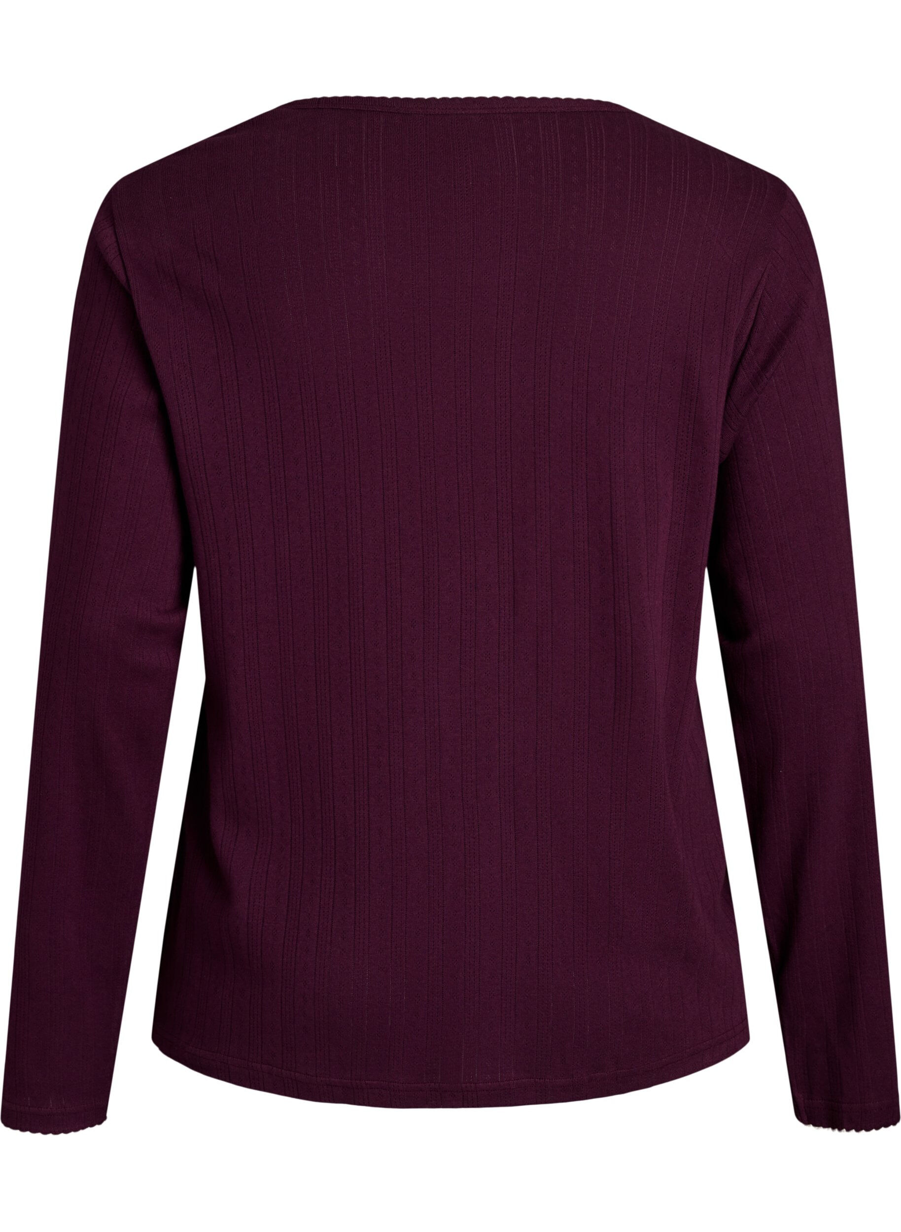 ZizziLuomupuuvillainen pyjamapaita rei&rsquo;itetyll&auml; kirjailulla, Tumma Bordeaux, Packshot image number 1