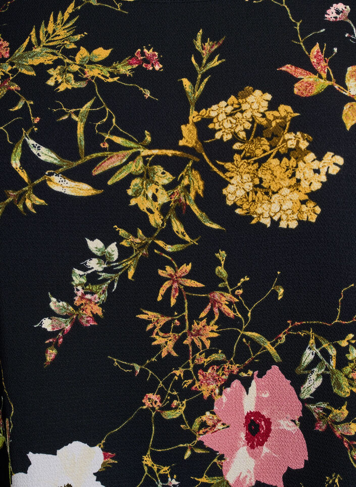 Lyhythihainen, kuvioitu mekko, Musta, Packshot image number 2