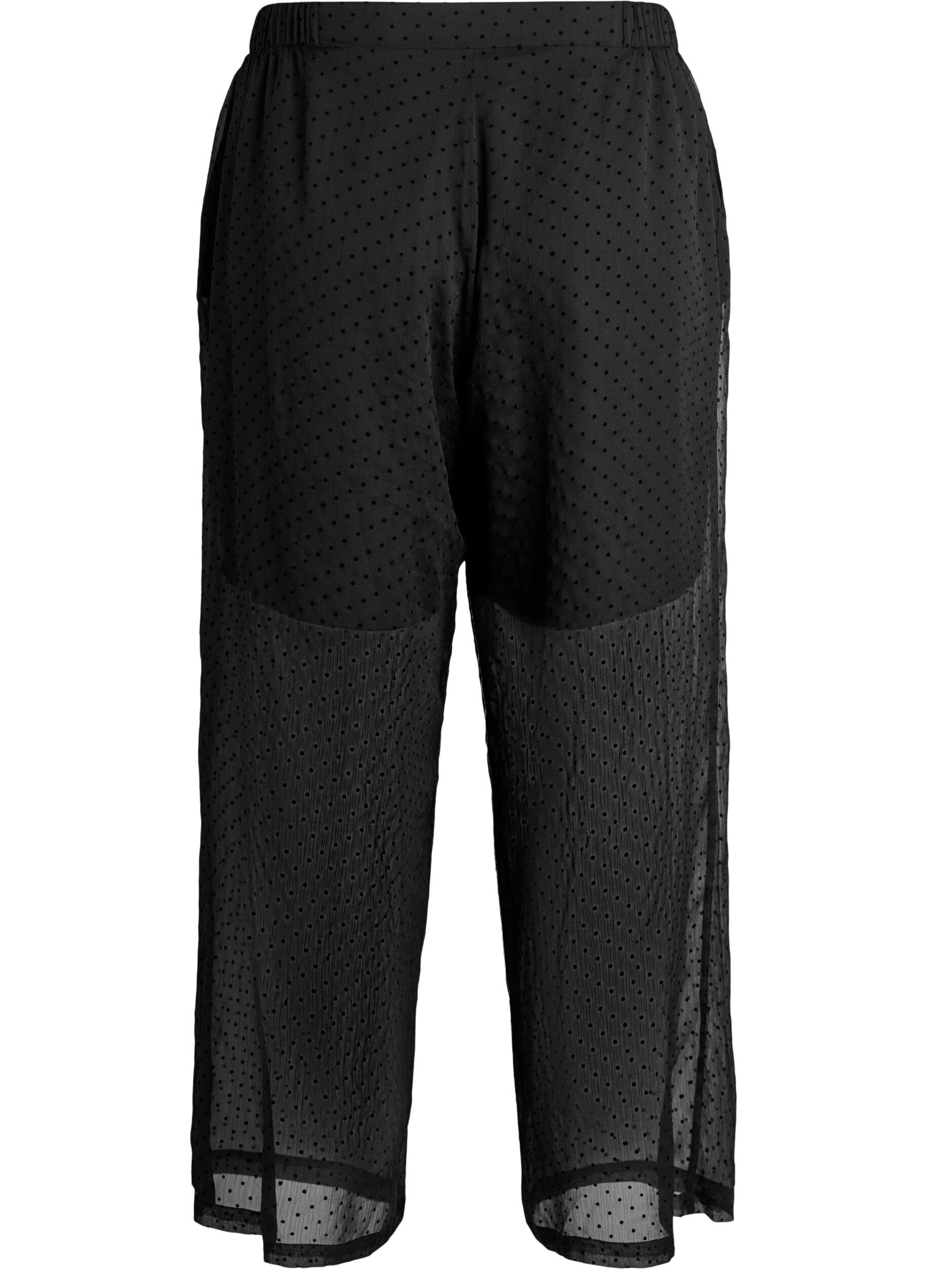 ZizziRennot pilkulliset sifonkihousut, Musta, Packshot image number 1