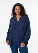 Pusero smock-kalvosimilla ja v-p&auml;&auml;ntiell&auml;, Sininen, Model image number 0