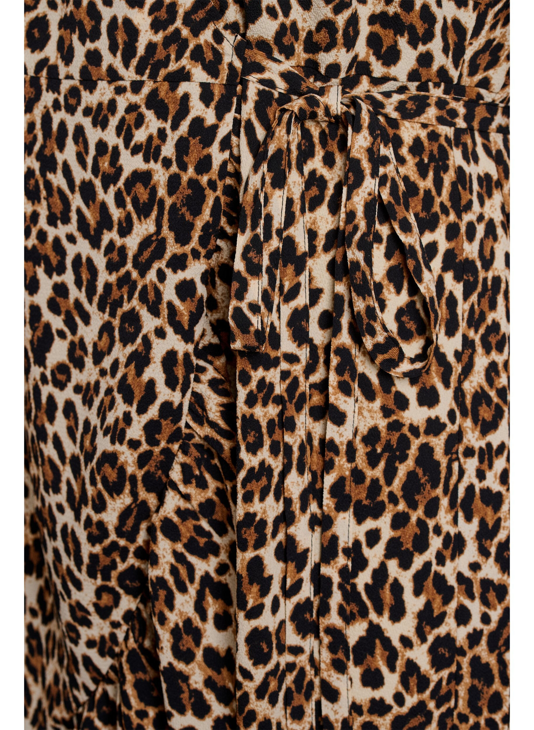 Zizzi Kuvioitu kietaisumekko lyhyill&auml; hihoilla, Ruskea, Packshot image number 3