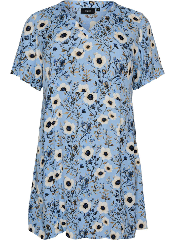 Lyhyt mekko kukkakuviolla, Sininen, Packshot image number 0