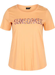 Lyhythihainen puuvillainen t-paita printillä , Apricot Nectar SUN