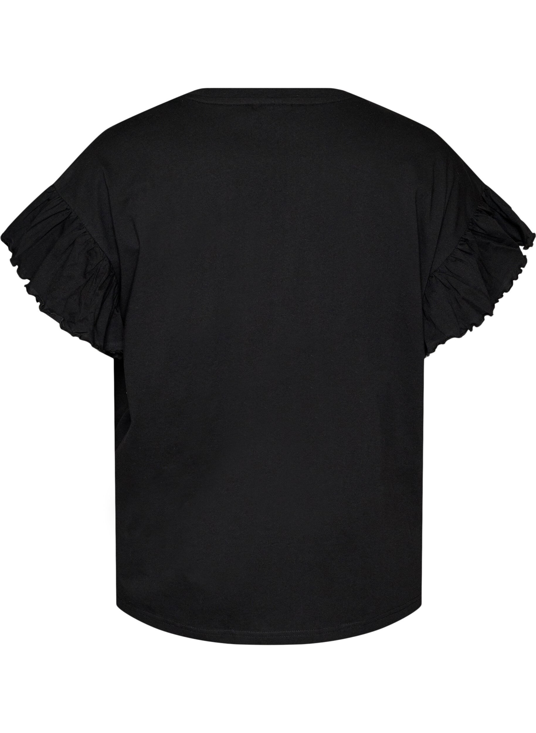 ZizziLuomupuuvillainen T-paita r&ouml;yhel&ouml;hihoilla, Musta, Packshot image number 1