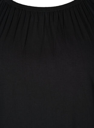 Lyhythihainen viskoosista valmistettu t-paita joustoreunuksella , Black, Packshot image number 2