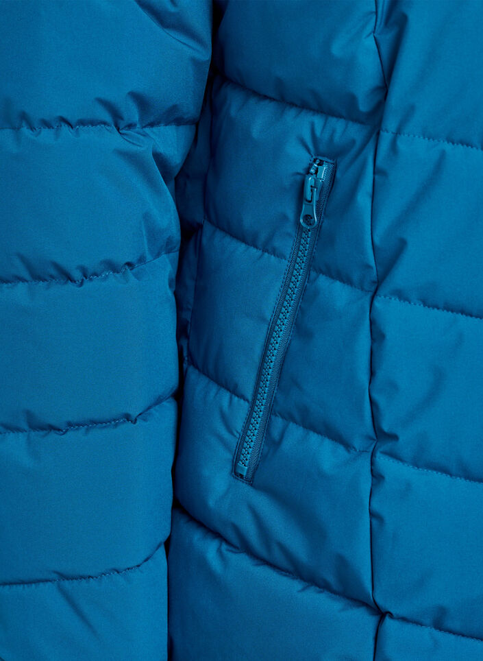 Lyhyt toppatakki hupulla, Sininen, Packshot image number 3